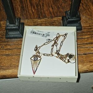 eye candy Gold-Tone Evil Eye Pendant Necklace with Blue and Pink Accents